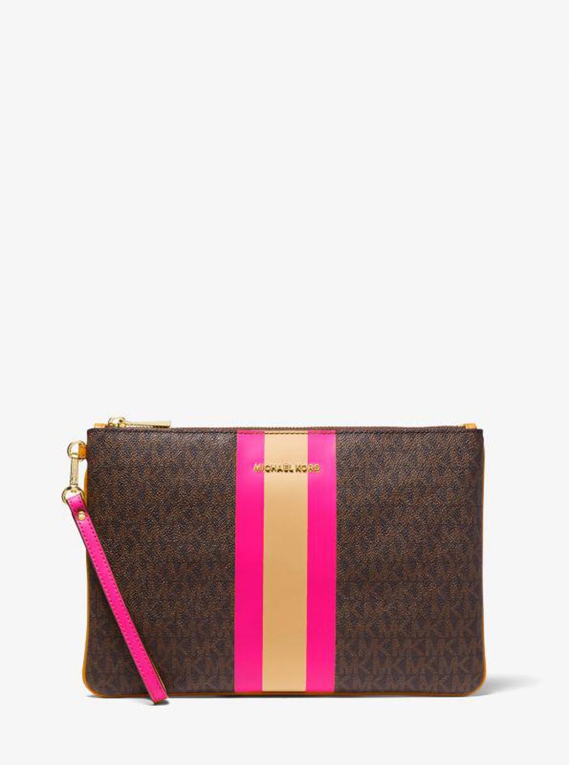 Large Logo Stripe Zip Pouch