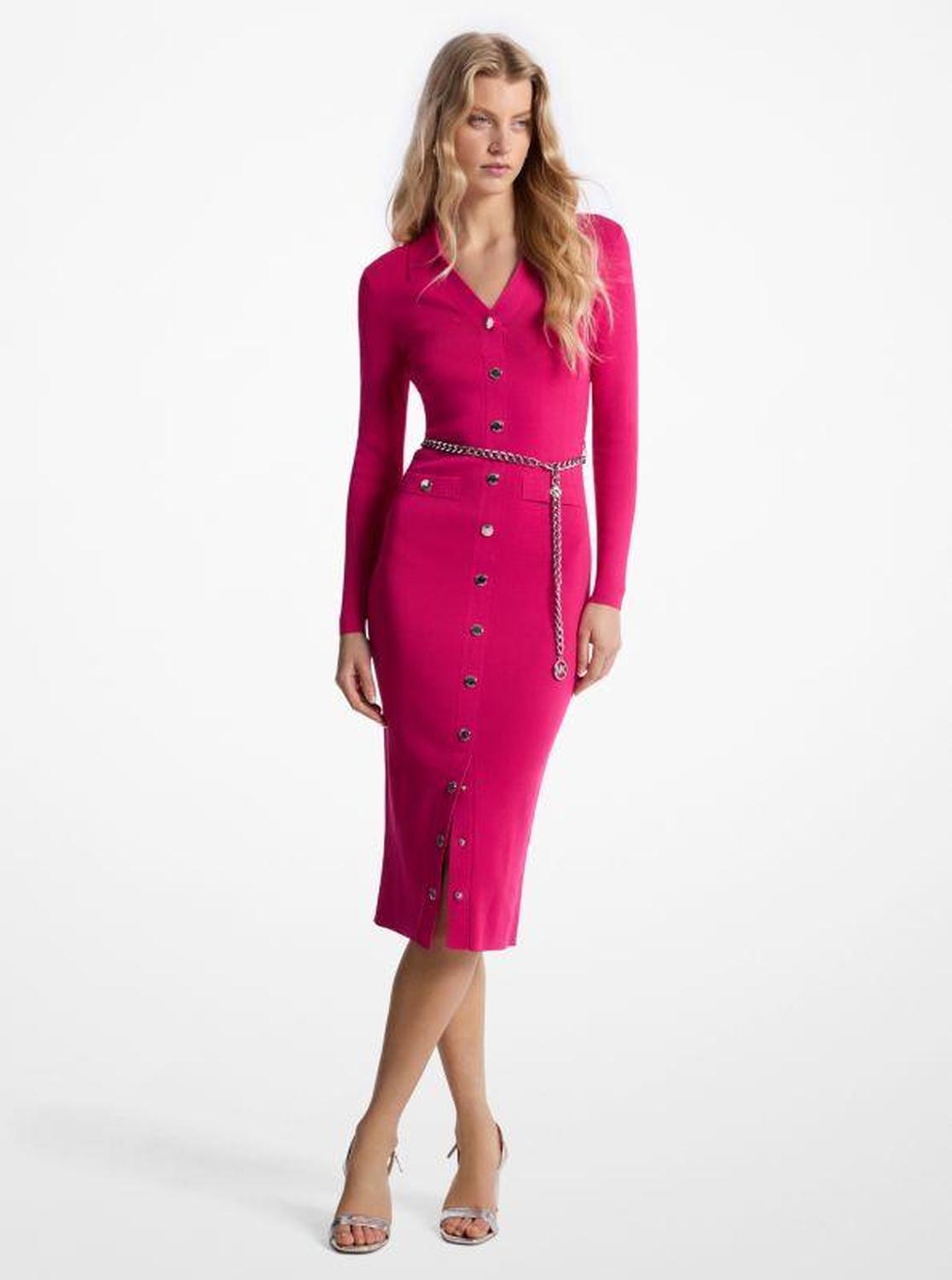 Stretch Knit Belted Dress