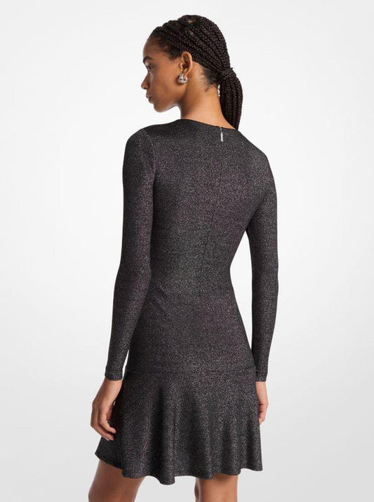 Metallic Knit Long Sleeve Dress