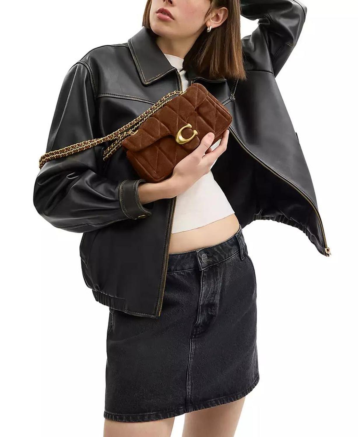 Suede Tabby Shoulder Bag 20 With Quilting