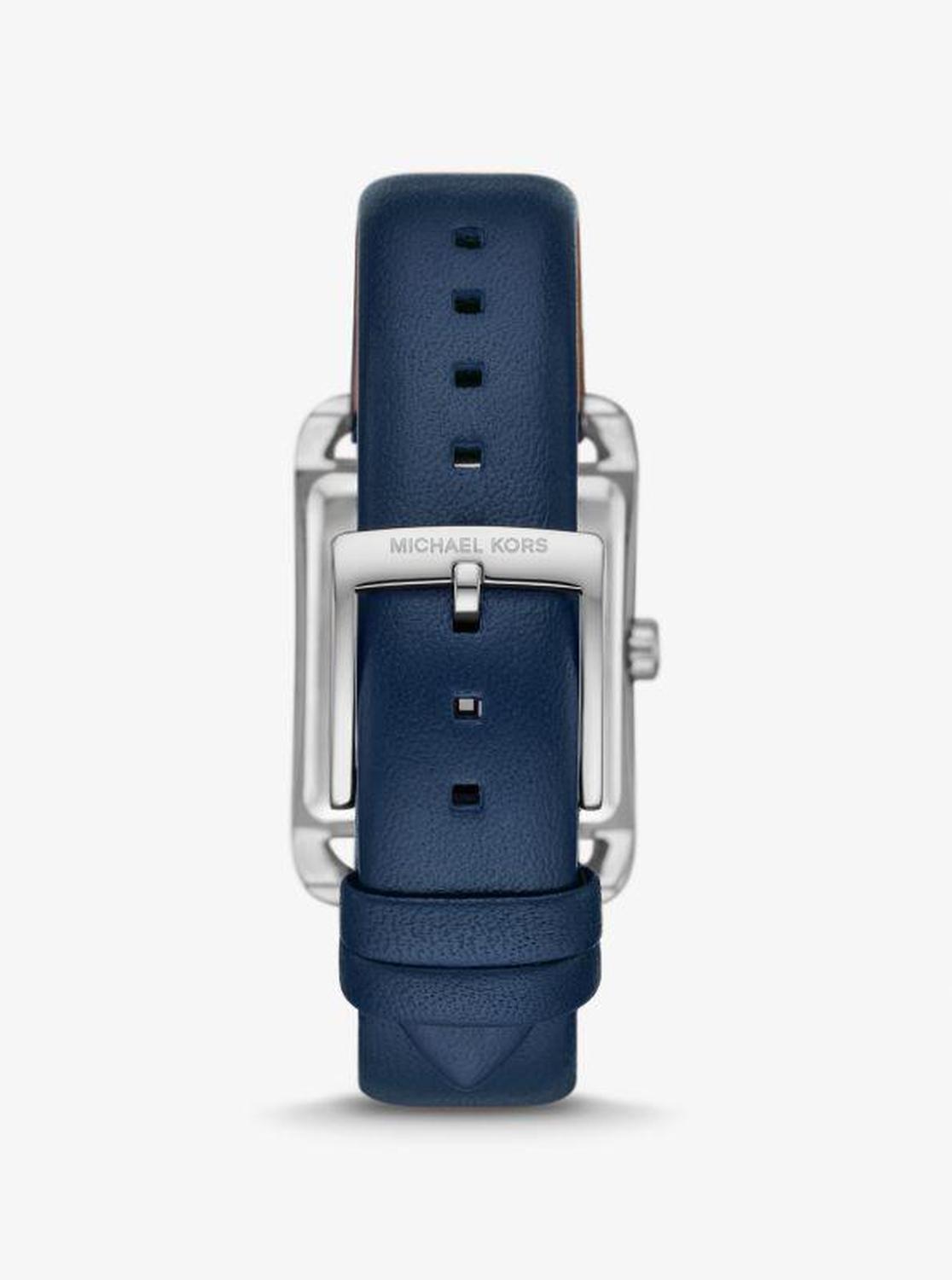 Monroe Silver-Tone and Leather Watch