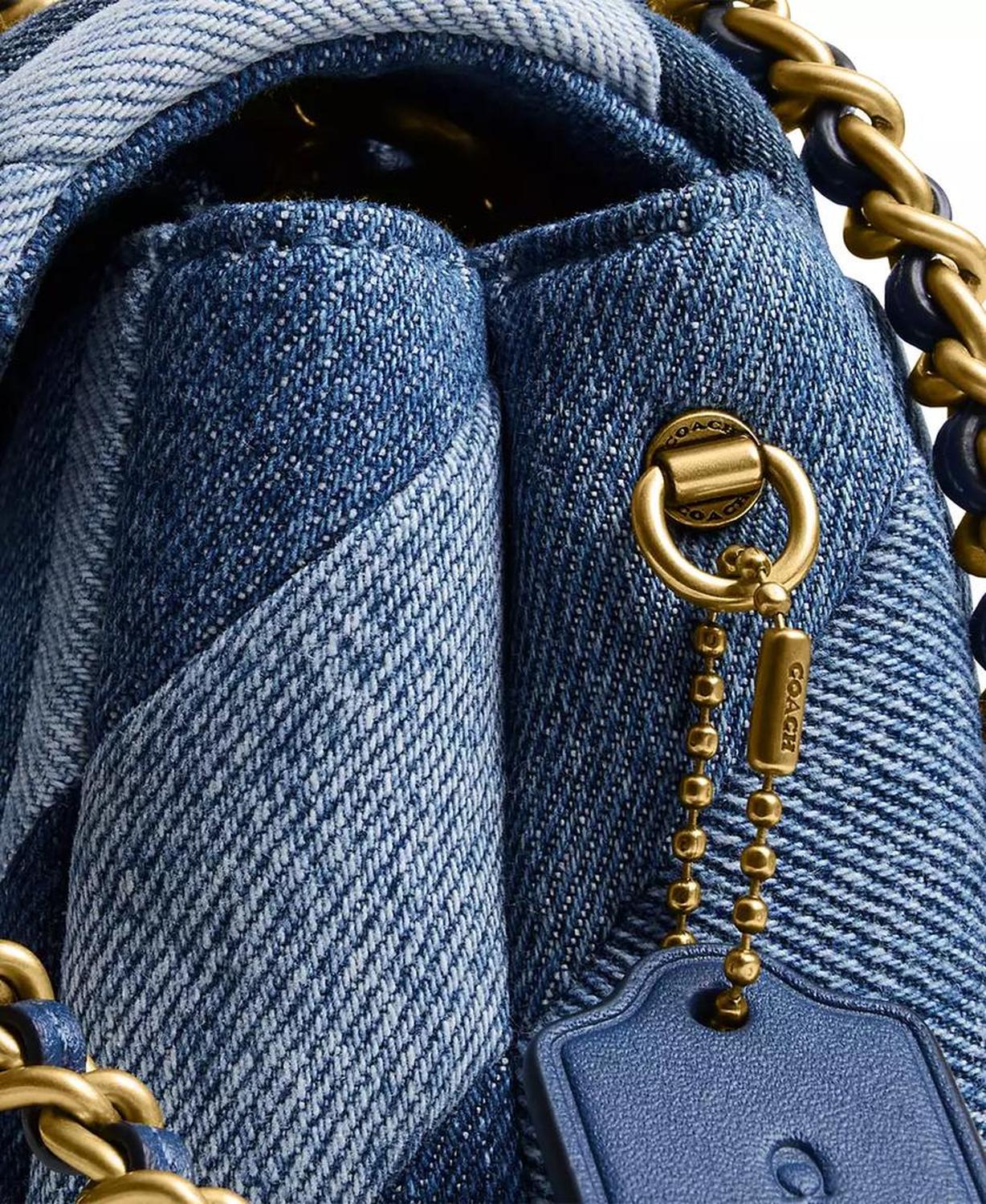 Tabby Mini Denim Shoulder Bag 20 with Patchwork Quilting
