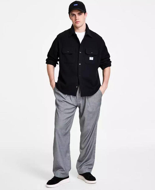 Men's Plaid Straight-Fit Pull-On Trousers