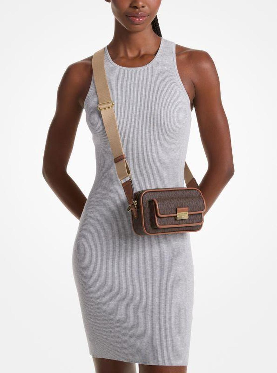 Bradshaw Extra-Small Metallic Signature Logo Camera Crossbody Bag