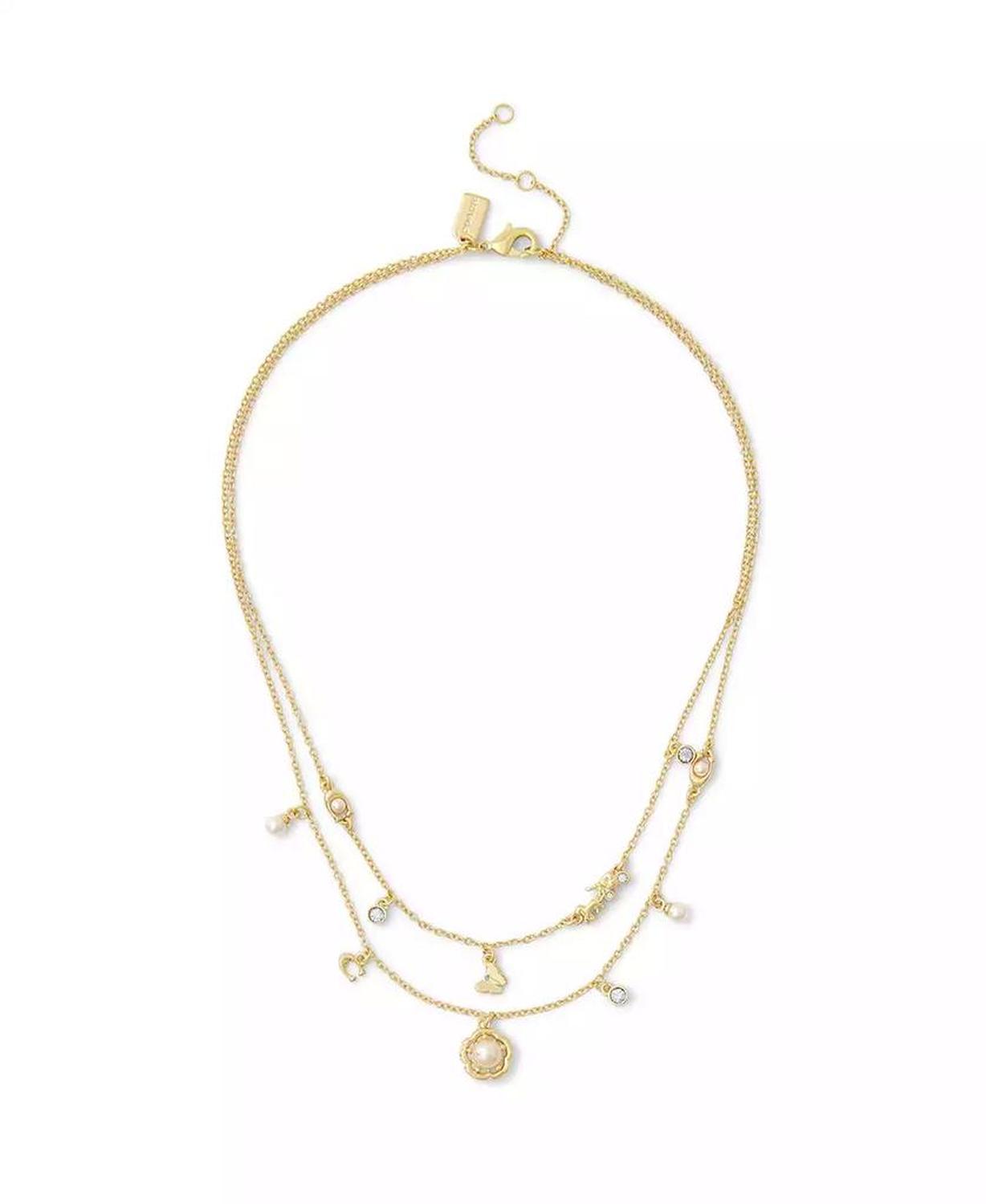 Signature Faux Stone Tea Rose Cultivated Pearl Layered Necklace