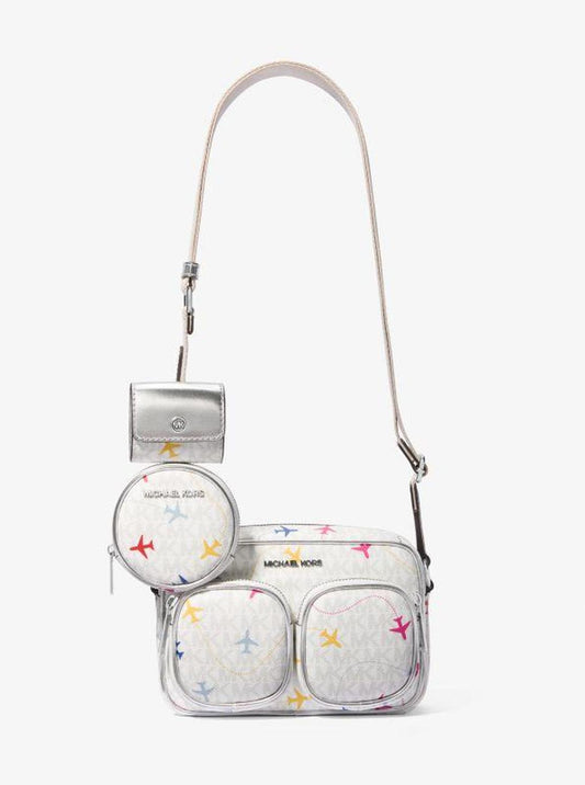 Jet Set Large Printed Signature Logo Crossbody Bag