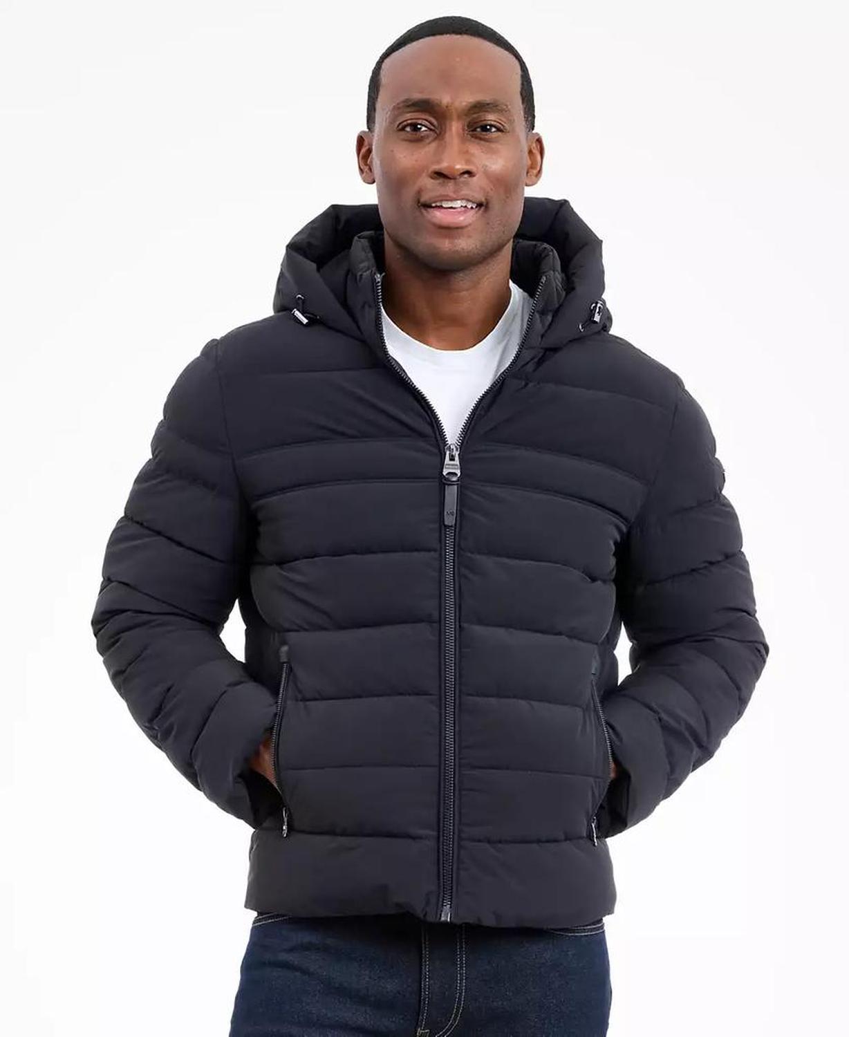Men's Dressy Hooded Stretch Packable Jacket