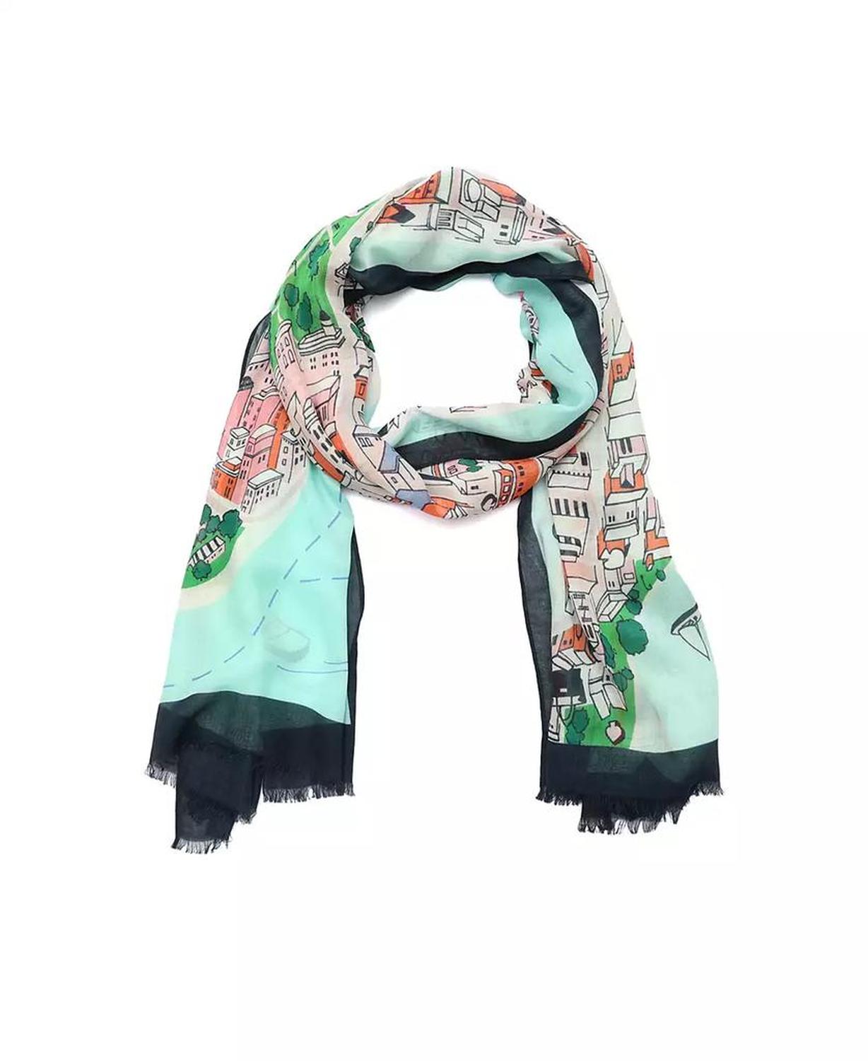 Women's Map Oblong Scarf