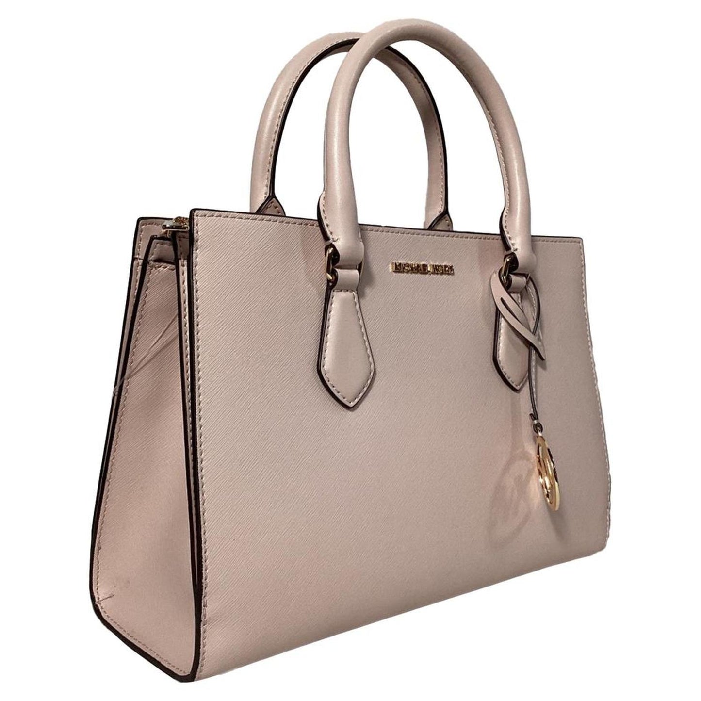 Sheila Medium Satchel in Powder Blush Pink Faux Saffiano Leather