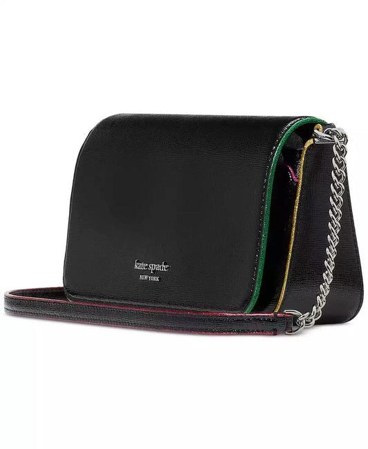 Devin Glitter Edge Saffiano Flap Chain Wallet
