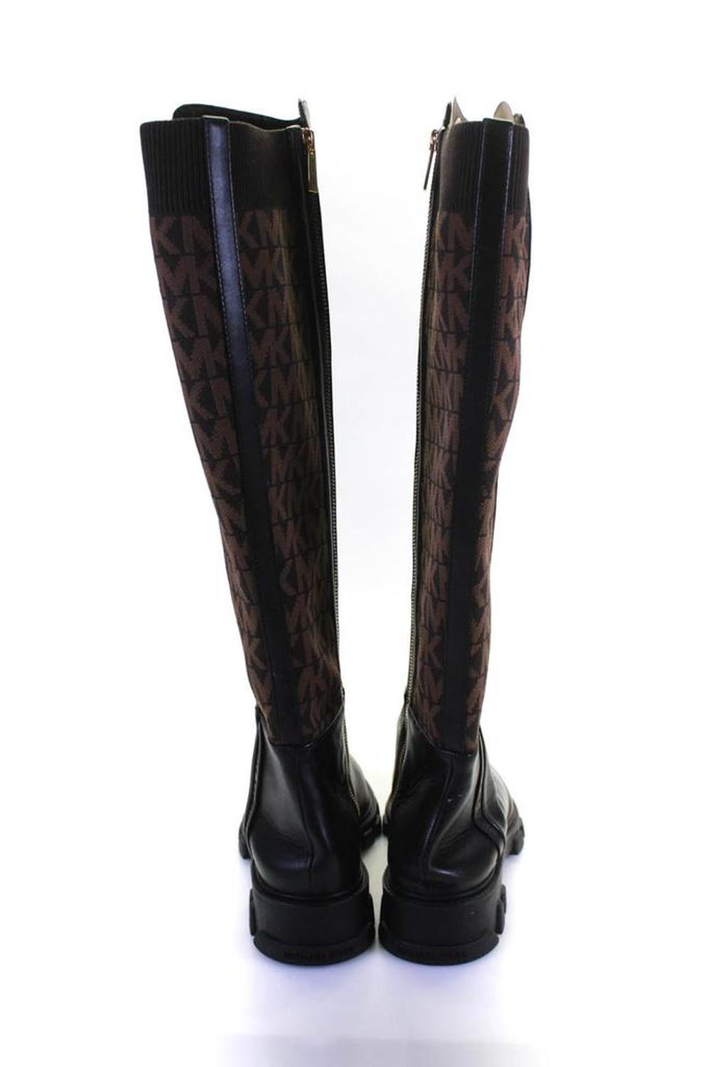 Michael Michael Kors Womens Black/Brown Leather RIDLEY BOOTS Shoes