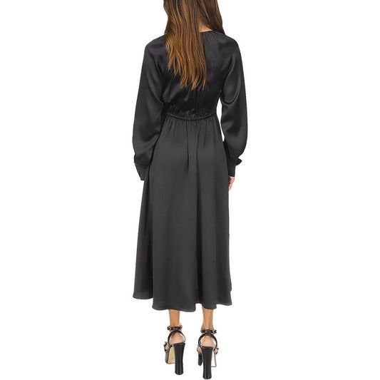Womens Midi Surplice Wrap Dress