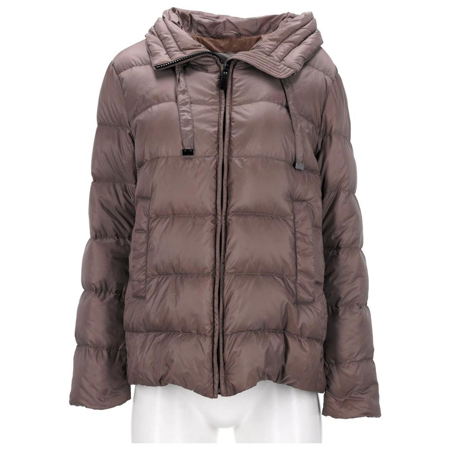 The Cube Quilted with Hood Down Jacket in Brown Polyester