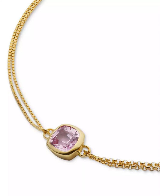 23k Gold-Plated Sterling Silver colored Sapphire (7/8 ct. t.w.) Double-Chain Bracelet