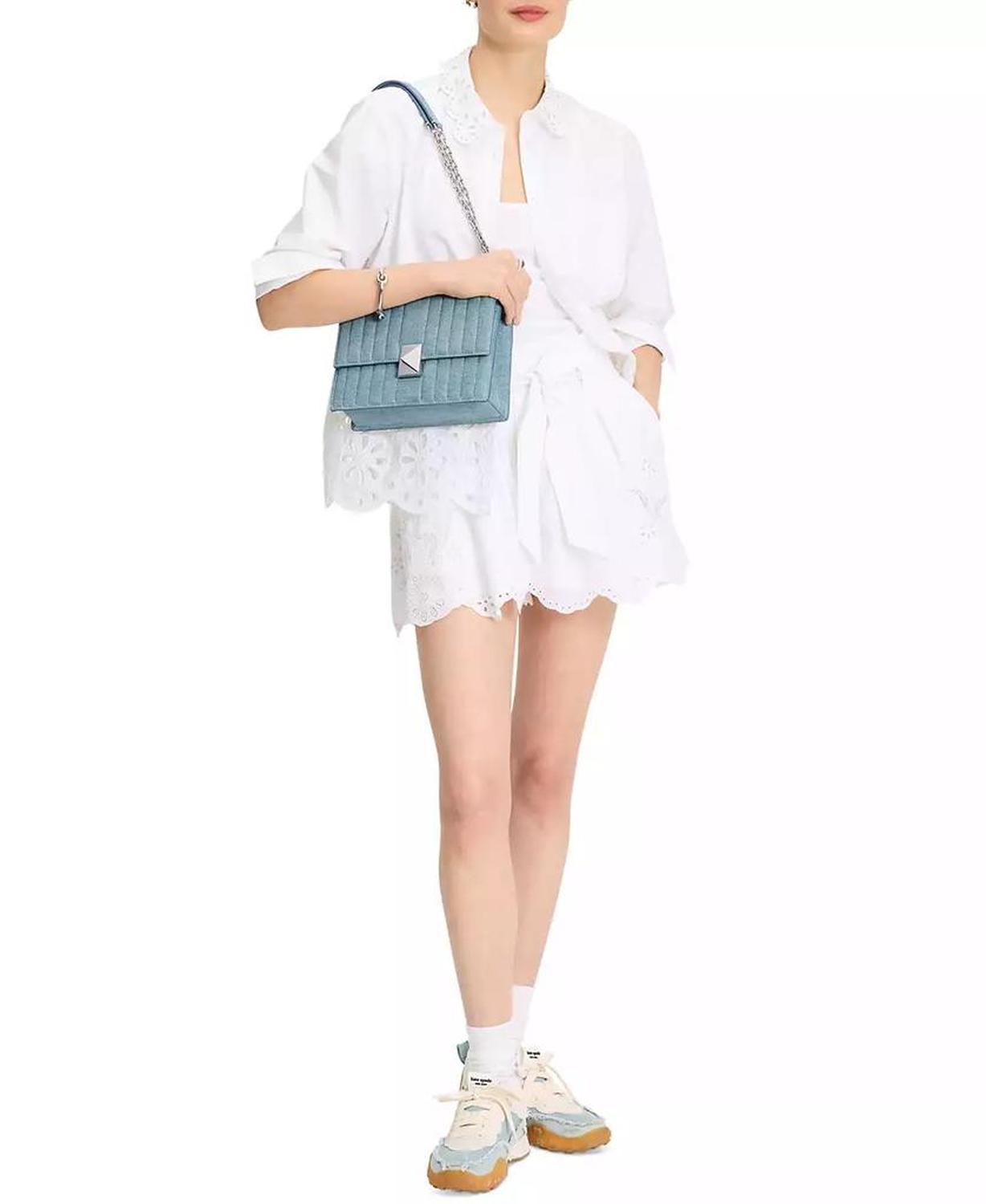 Deco Denim Chain Leather Shoulder Bag