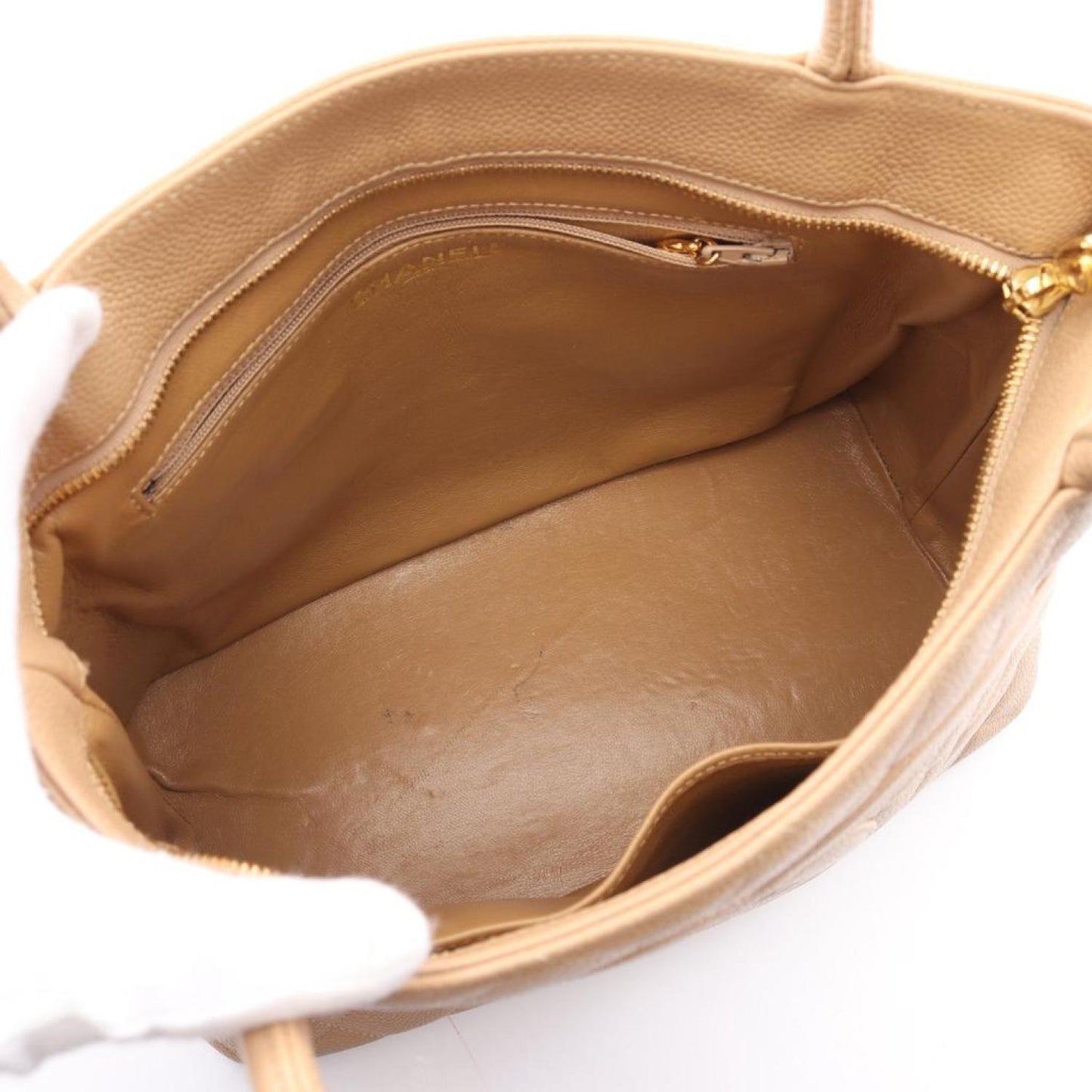 Reissue Tote Handbag Tote Bag Caviar Skin Beige Gold Hardware
