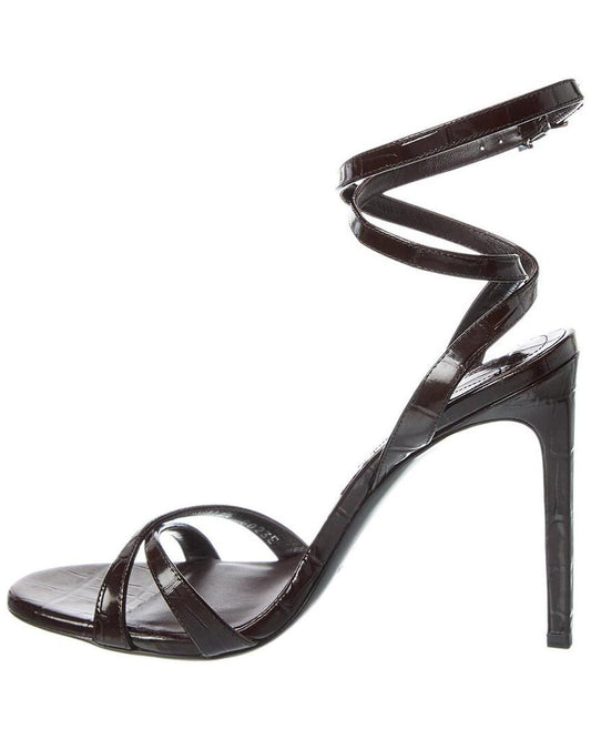 Chrissy Runway Croc-Embossed Leather Sandal