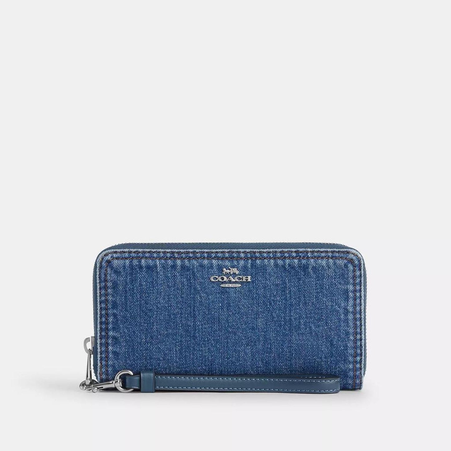 Long Zip Around Wallet In Denim