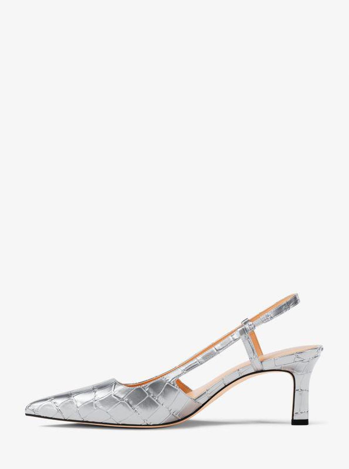 Alora Metallic Crocodile Embossed Leather Slingback Pump