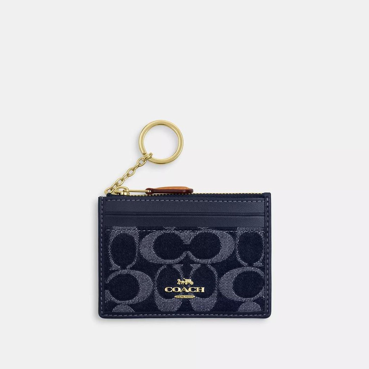 Mini Skinny Id Case In Signature Denim