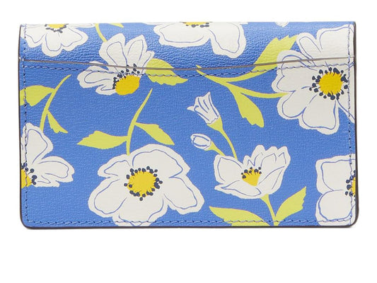 Katy Sunshine Floral Printed Textured Leather Small Bifold Snap Wallet