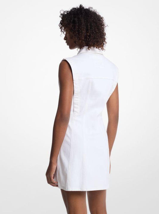Stretch Denim Sleeveless Shirtdress