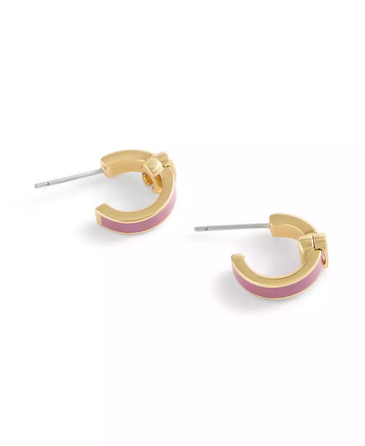 Pink Signature C Enamel Huggie Earrings