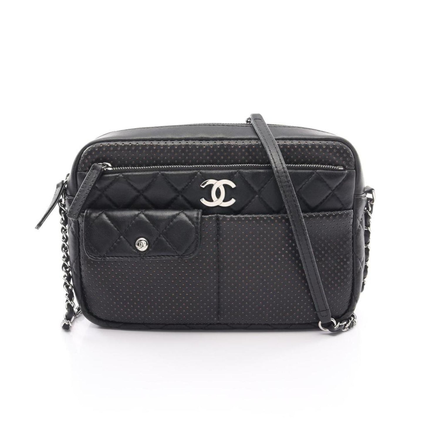 Matelasse Chain Shoulder Bag Lambskin Silver Hardware Punching