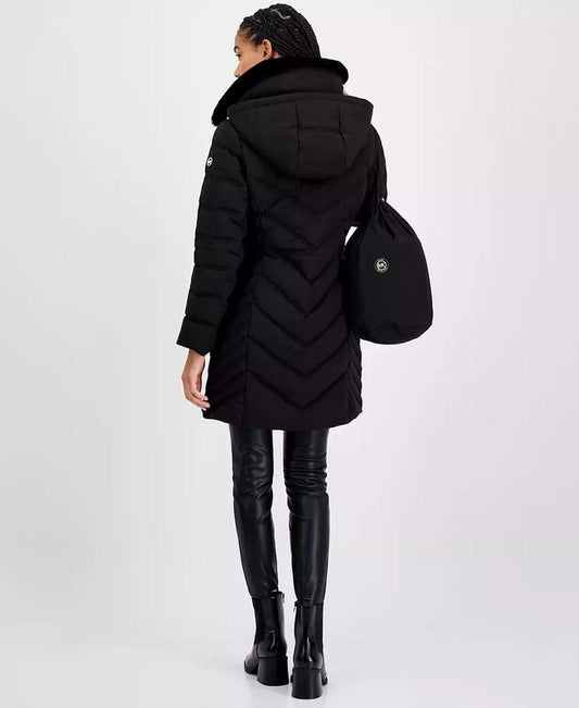 Women's Faux-Fur-Trim Hooded Puffer Coat