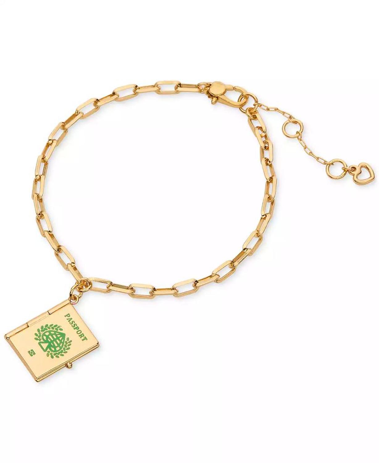 Gold-Tone Out of Office Passport Charm Bracelet