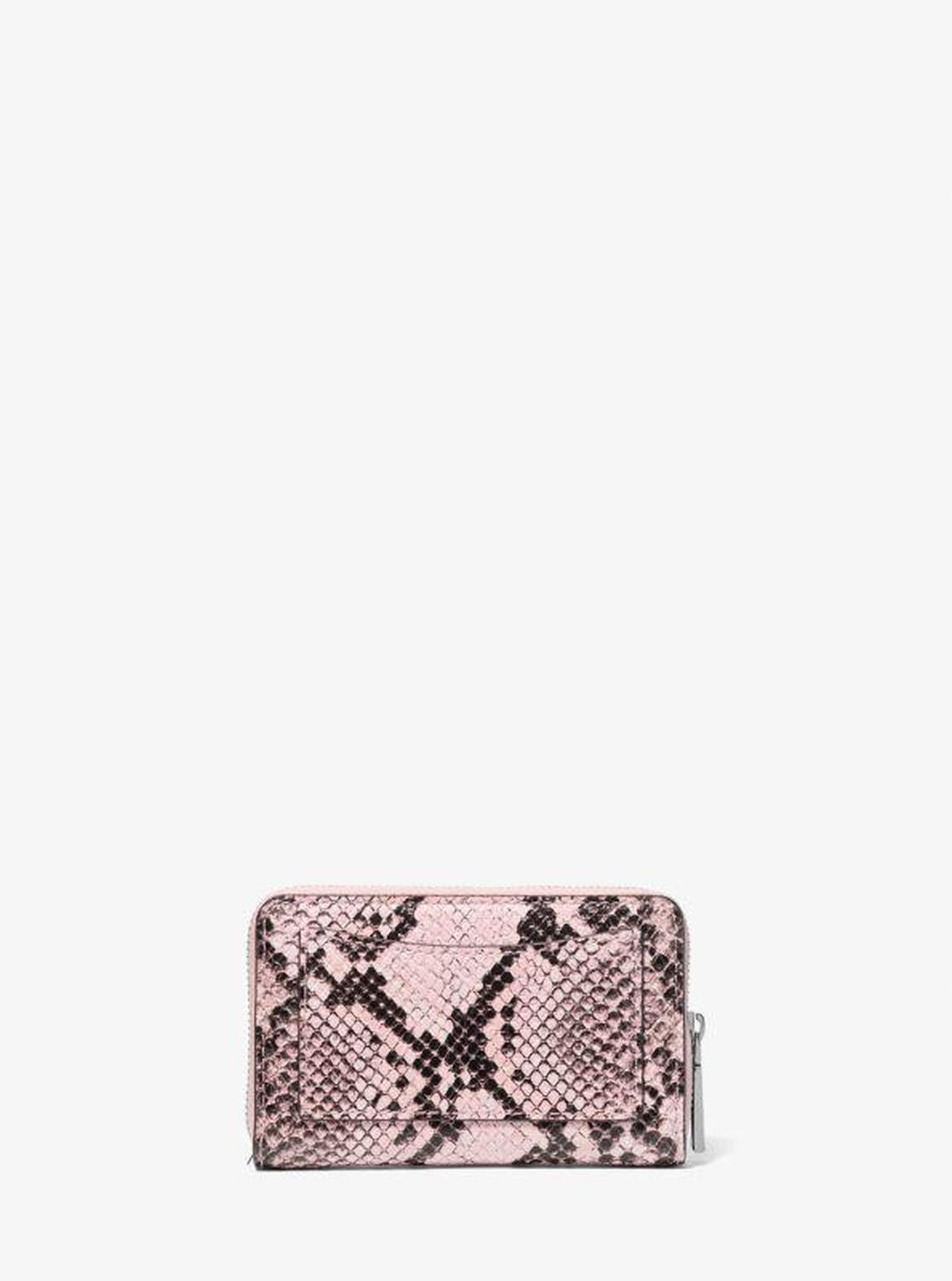 Jet Set Small Snake Embossed Leather Zip-Around Wallet