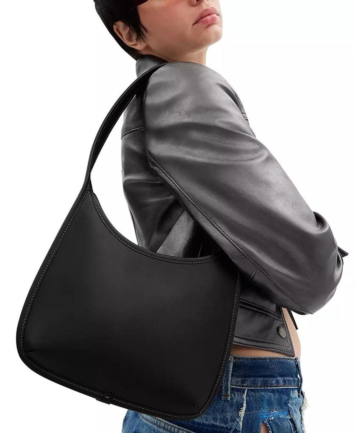 Small Glovetanned Leather Curve Zip Bag