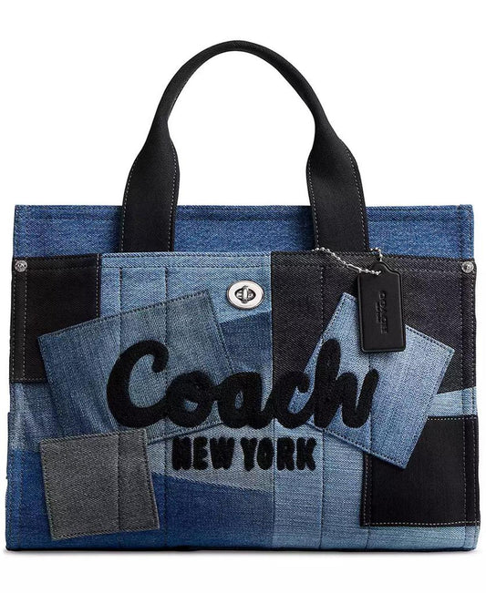 Medium Patchwork Denim Cargo Tote Bag