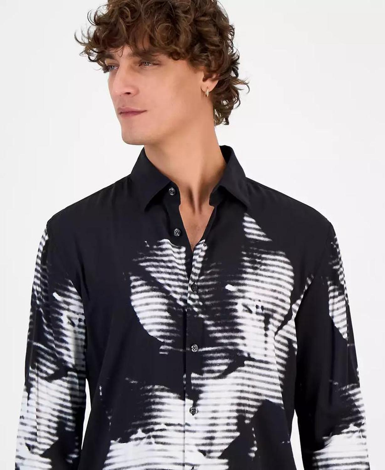 HUGO by Men's Ermo Slim-Fit Floral Check Button-Down Shirt