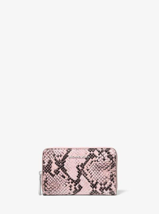 Jet Set Small Snake Embossed Leather Zip-Around Wallet