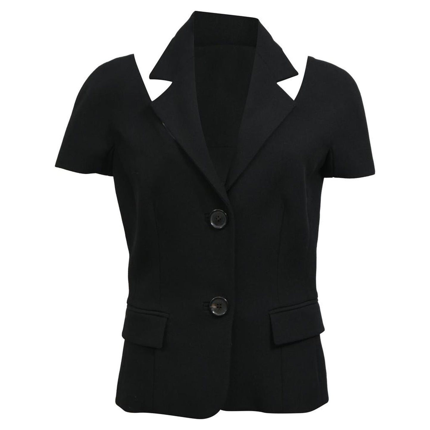 Cutout Blouse in Black Wool