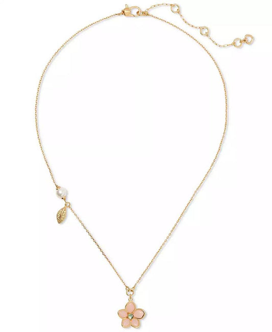Gold-Tone Pastel Petals Pendant Necklace, 16" + 3" extender