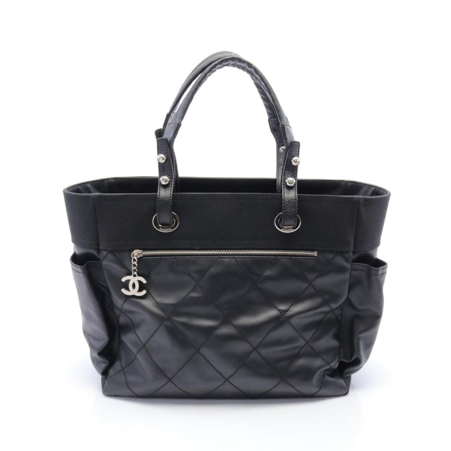 Paris Biarritz Gm Handbag Tote Bag Coated Canvas Leather Silver Hardware