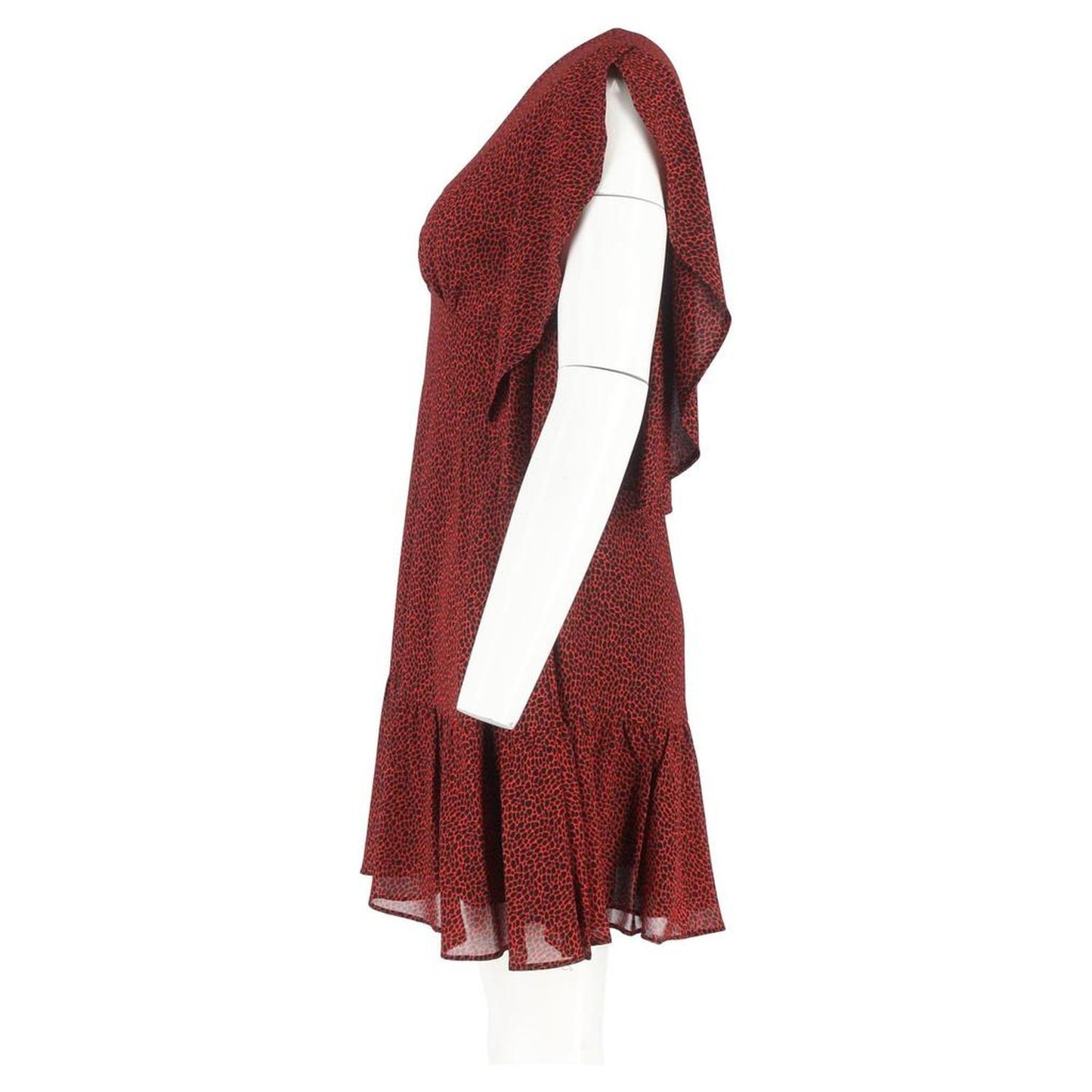 MICHAEL Printed Cascade-Sleeve Mini Dress in Red Polyester