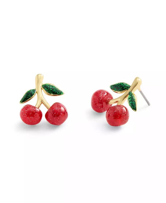 Red Enamel Cherry Cluster Stud Earrings