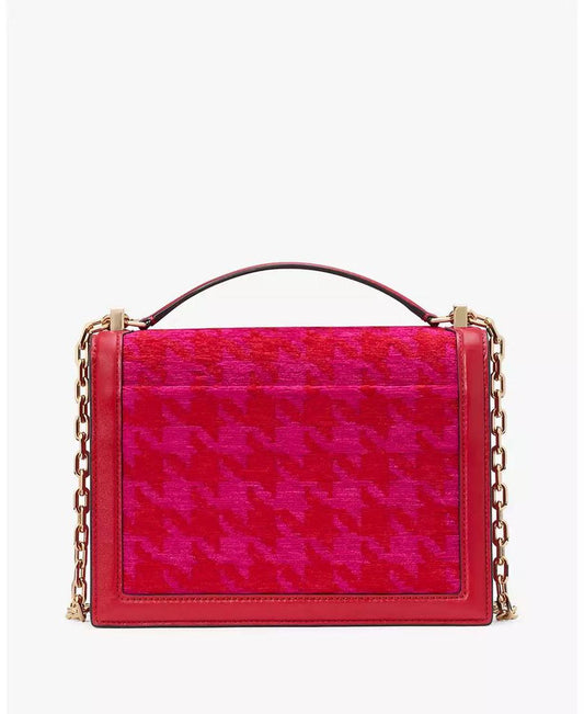 Women's Deco Houndstooth Chenille Chain Small Shoulder Bag