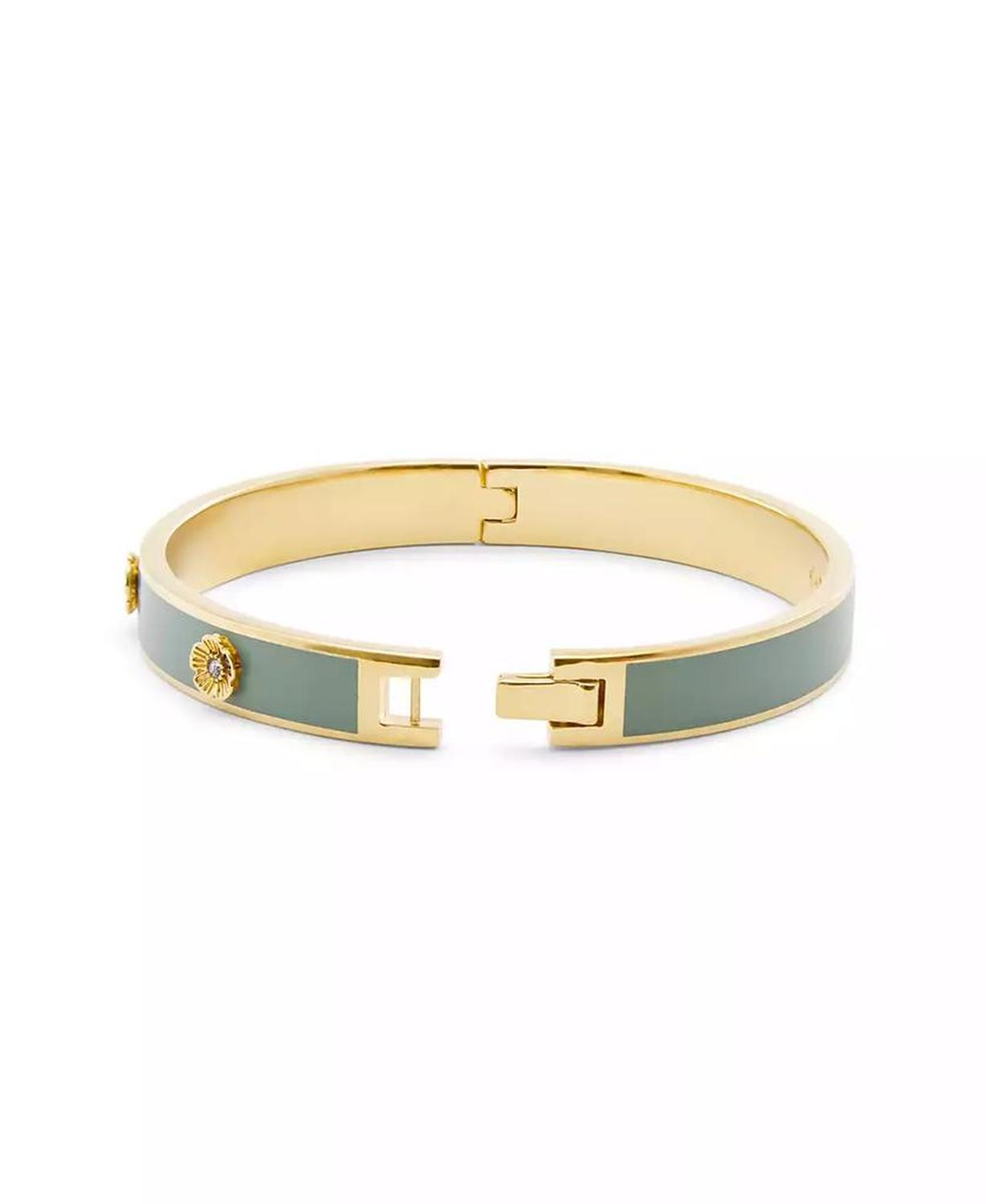 Signature Faux Stone Tea Rose Enamel Bangle Boxed Bracelet