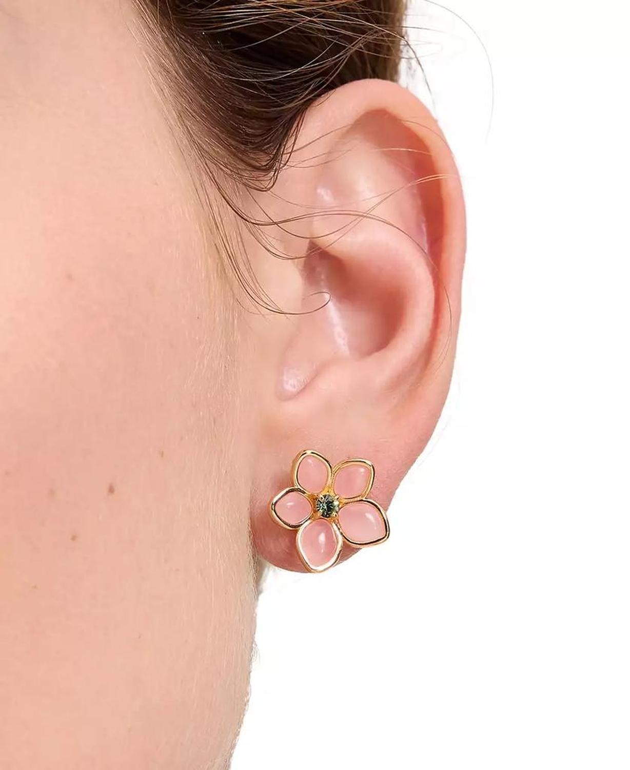 Gold-Tone Pastel Petals Stud Earrings