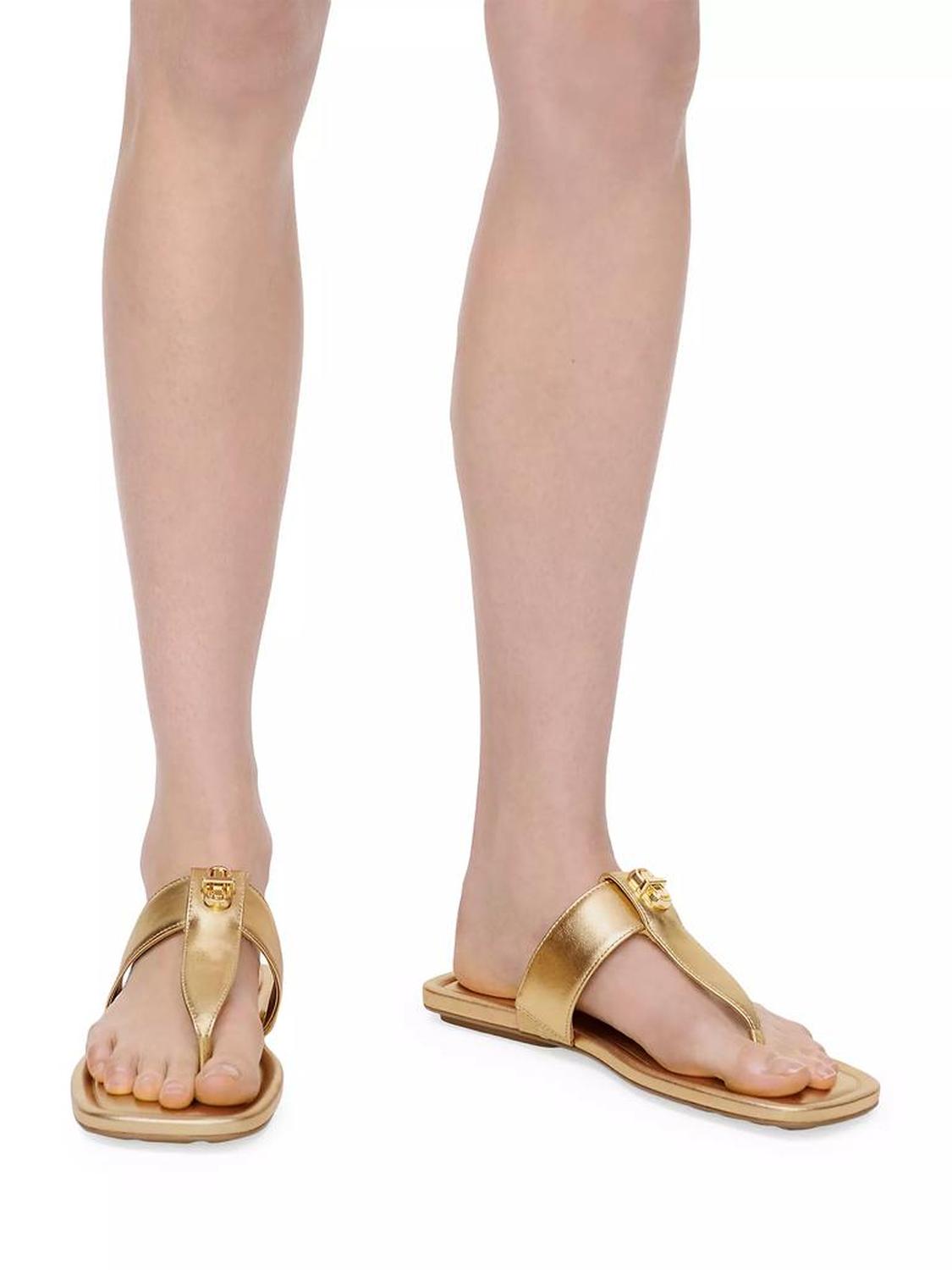 Dual Metallic Leather T Sandals