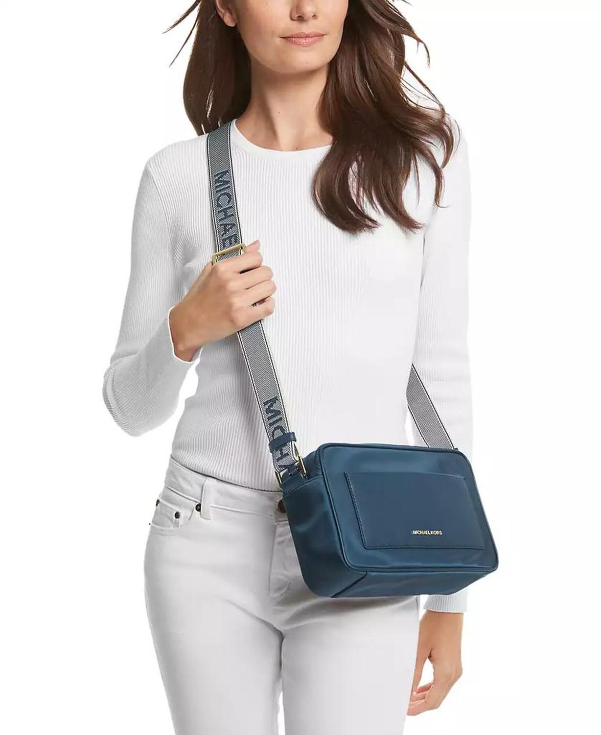 Logo Large Nylon Crossbody with Webbing Strap