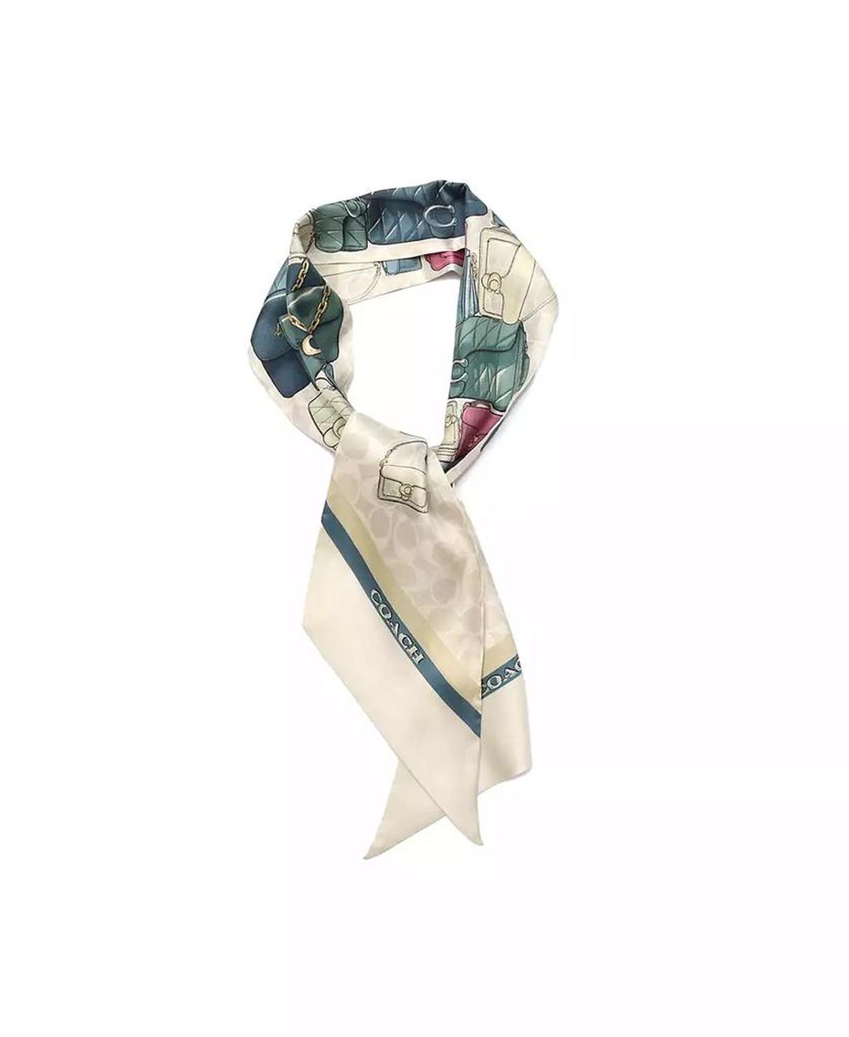 Stacked Tabby Bags Print Silk Skinny Scarf