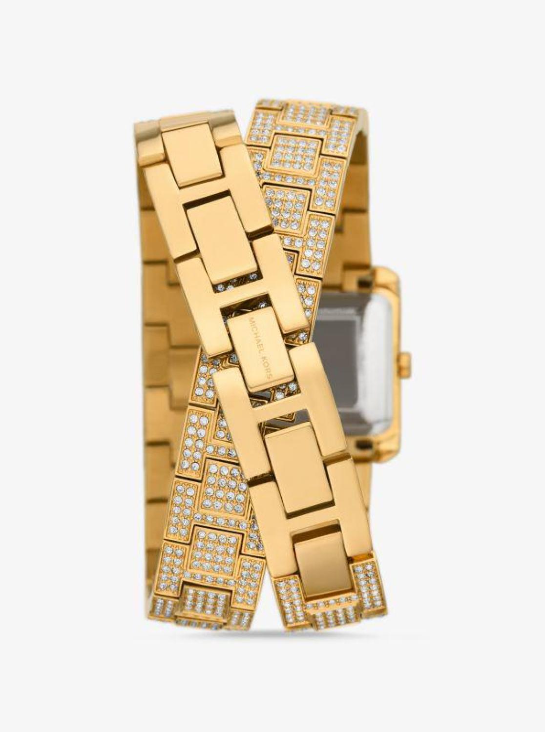 Petite Emery Pavé Gold-Tone Double Wrap Watch