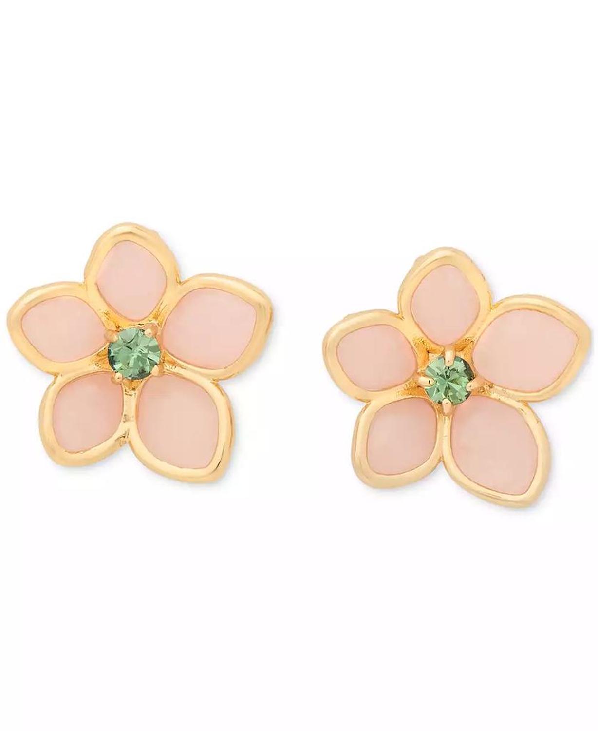 Gold-Tone Pastel Petals Stud Earrings