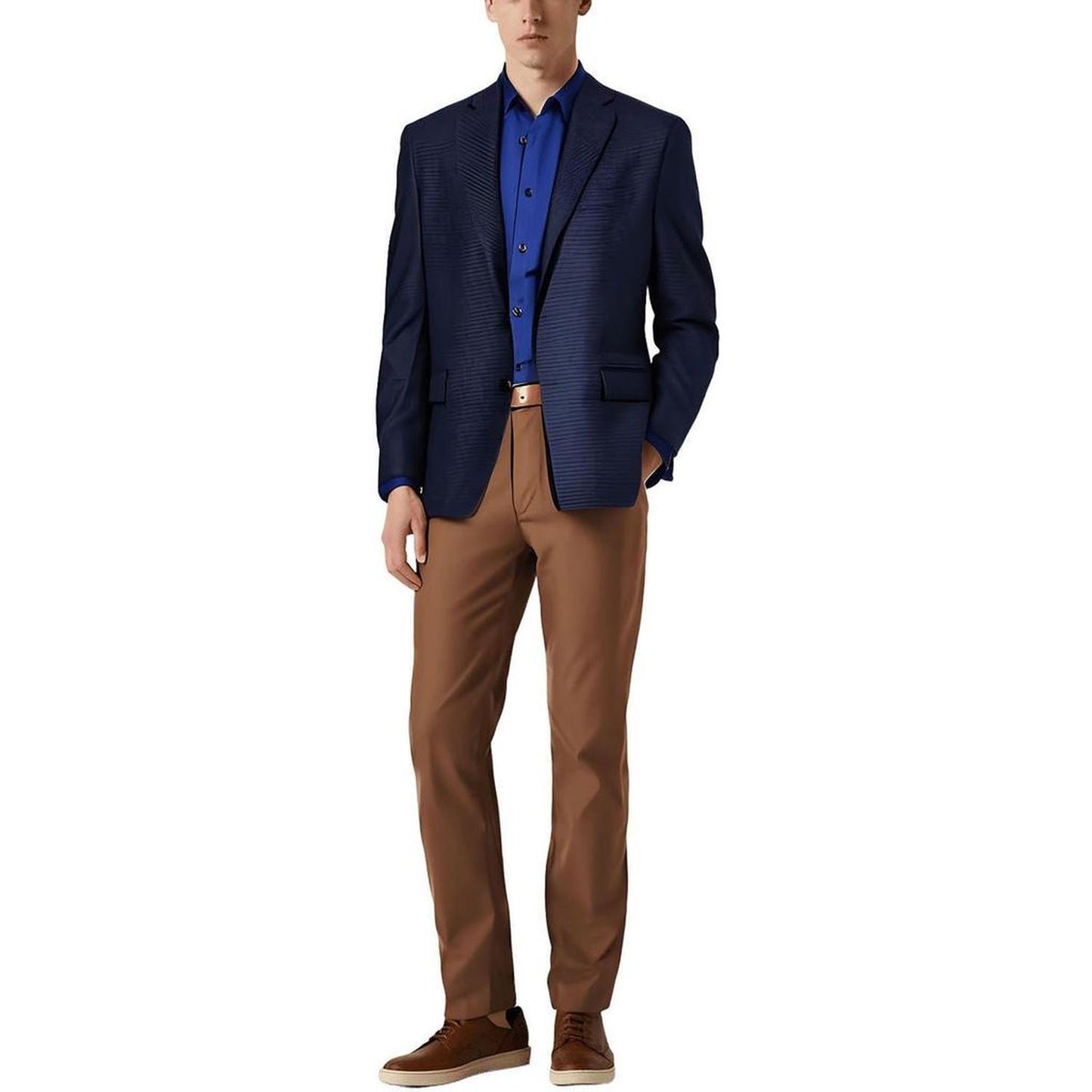 Mens Houndstooth Knit Two-Button Blazer