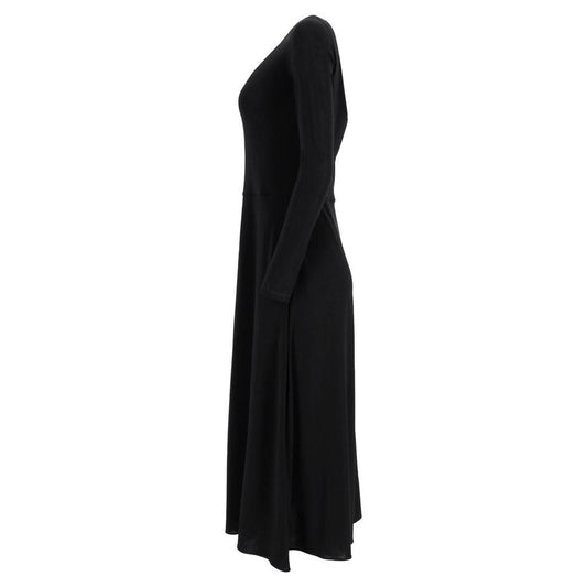 Leisure Pleated Jersey Maxi Dress in Black Viscose